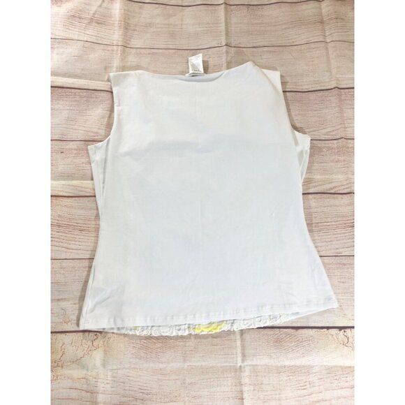 NaraCamicie Women's White, Yellow Embroidered Cap Sleeve Top - III (XL) - Picture 9 of 9